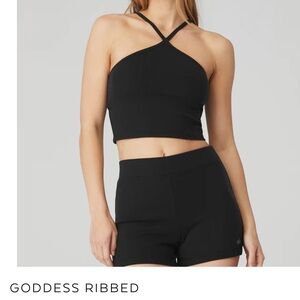 Alo Ribbed Cross Crop Top